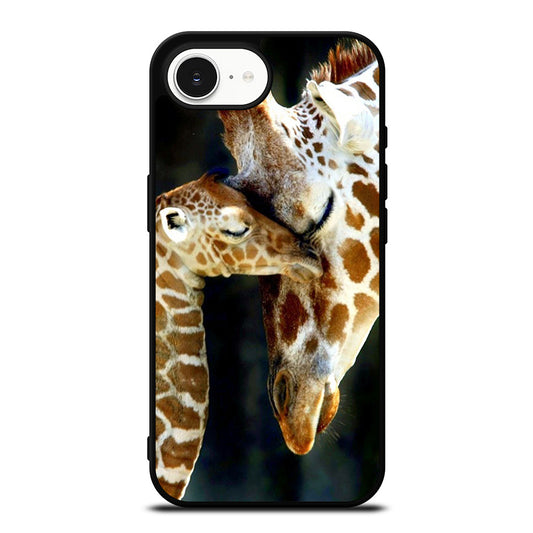 BABY GIRAFFE iPhone 16e case black TPU silicone rubber protective cover by Casedear