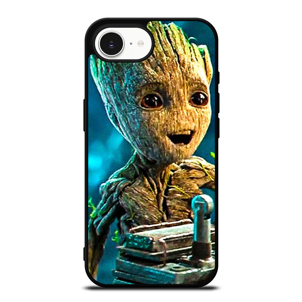 BABY GROOT iPhone 16e case black TPU silicone rubber protective cover by Casedear