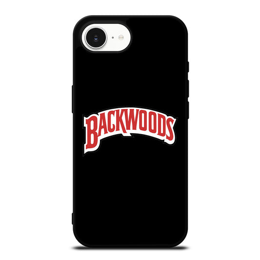BACKWOODS FONT iPhone 16e case black TPU silicone rubber protective cover by Casedear