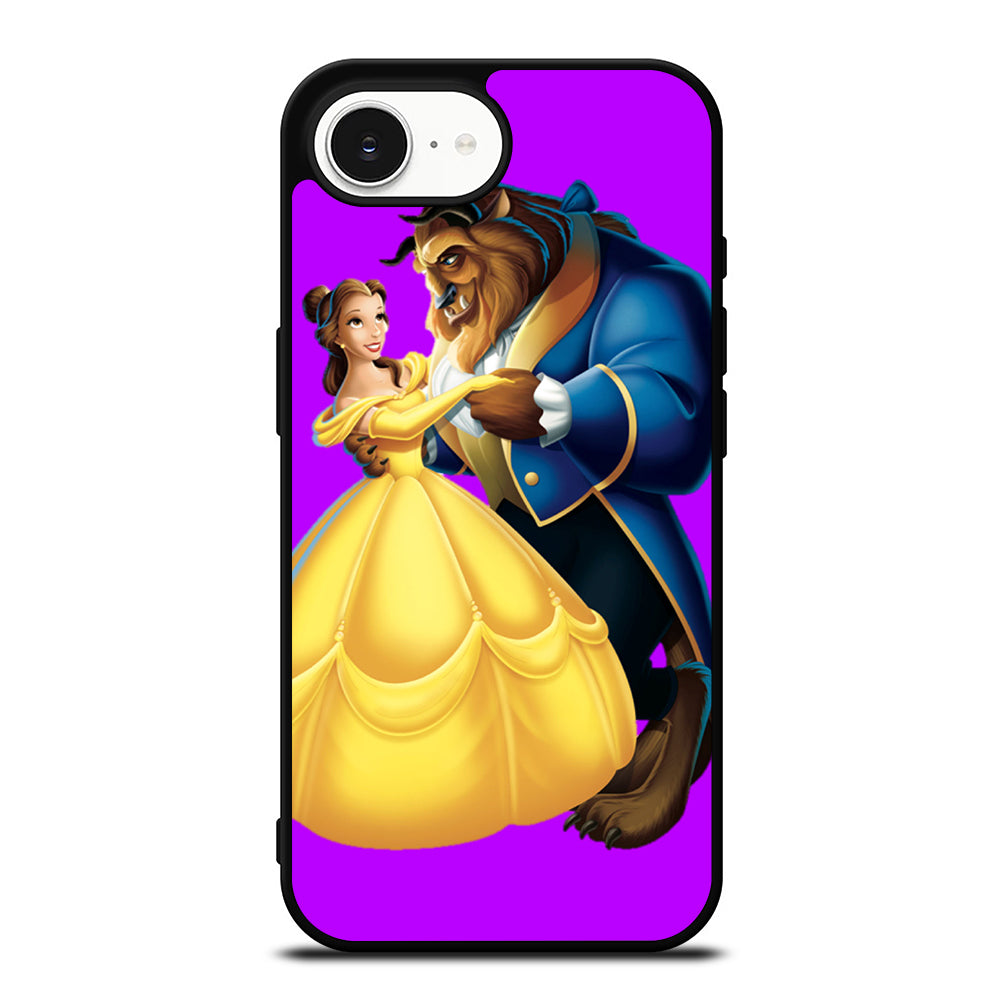 BEAUTY AND THE BEAST ROMANCE DANCING CARTOON iPhone 16e case black TPU silicone rubber protective cover by Casedear
