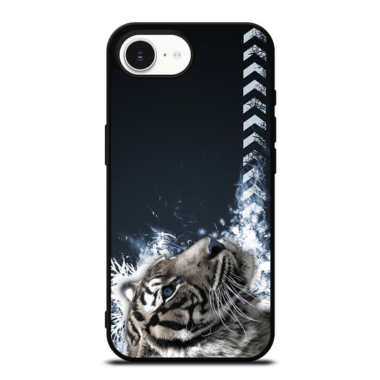 BENGAL TIGER FACE WITH ARROW iPhone 16e case black TPU silicone rubber protective cover by Casedear