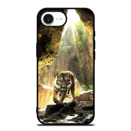 BENGAL TIGER WITH SUNSHINE iPhone 16e case black TPU silicone rubber protective cover by Casedear
