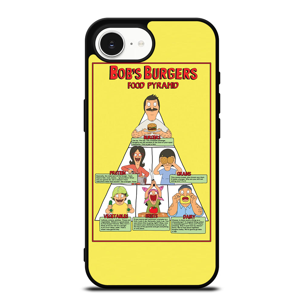 BOB'S BURGERS FOOD PYRAMID iPhone 16e case black TPU silicone rubber protective cover by Casedear