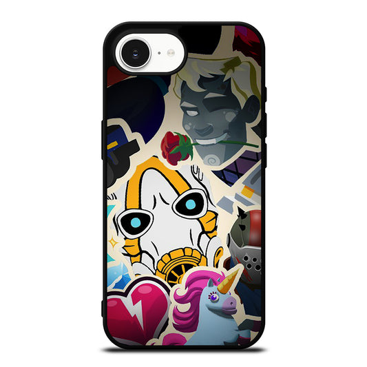 BORDERLANDS COLLAGE iPhone 16e case black TPU silicone rubber protective cover by Casedear