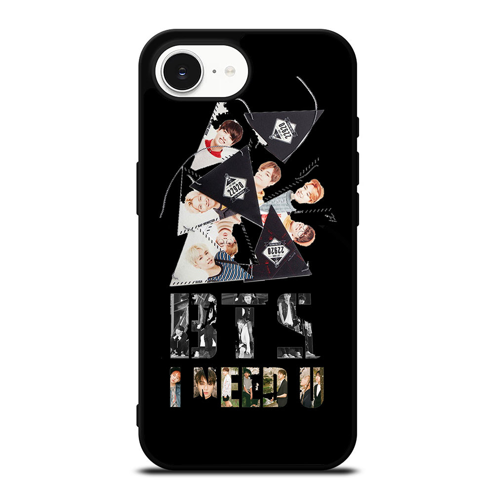 BTS BANGTAN BOYS I NEED U iPhone 16e case black TPU silicone rubber protective cover by Casedear