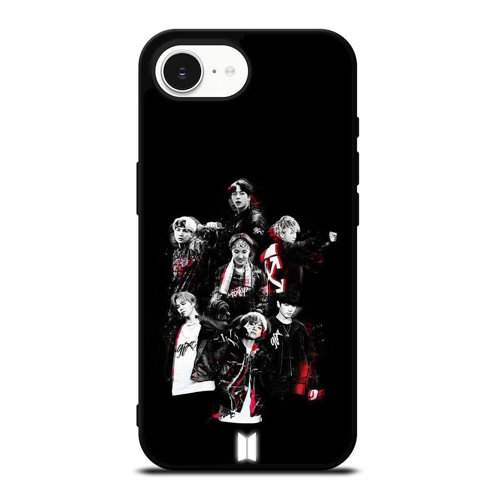 BTS Bangtan Boys Army iPhone 16e case black TPU silicone rubber protective cover by Casedear