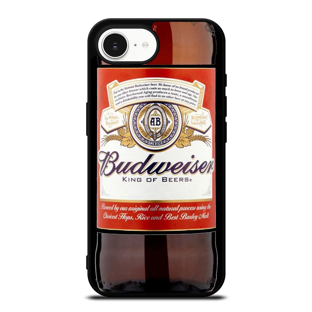 BUDWEISER BOTTLE iPhone 16e case black TPU silicone rubber protective cover by Casedear