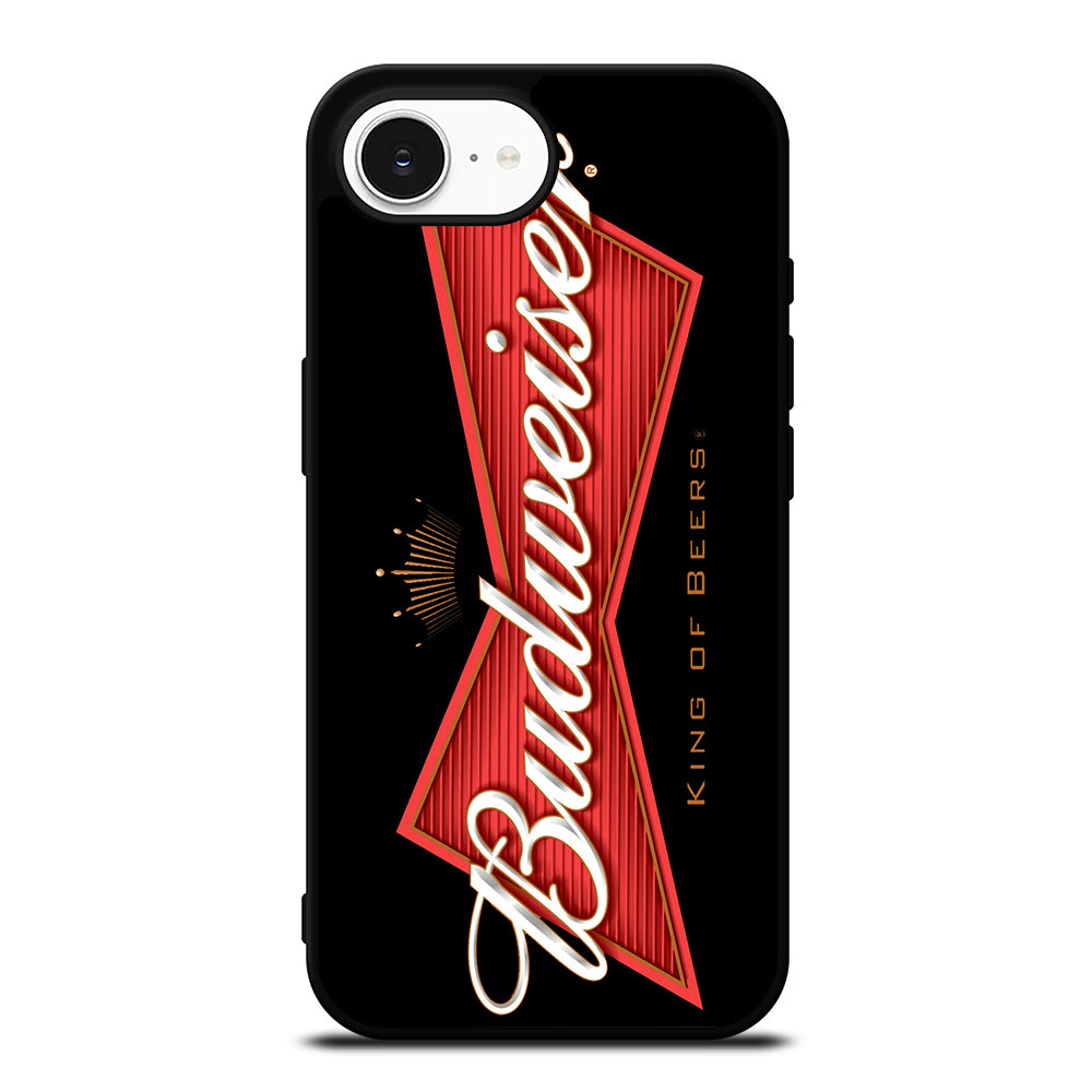 BUDWEISER KING OF BEERS iPhone 16e case black TPU silicone rubber protective cover by Casedear