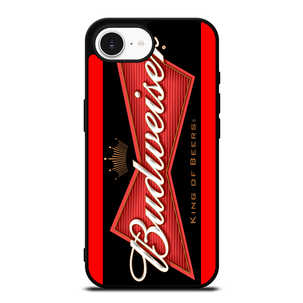 BUDWEISER LOGO iPhone 16e case black TPU silicone rubber protective cover by Casedear