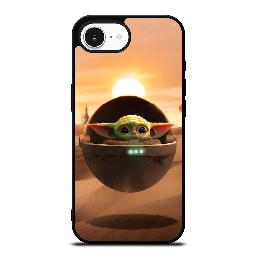 Baby Yoda Premium Image iPhone 16e case black TPU silicone rubber protective cover by Casedear