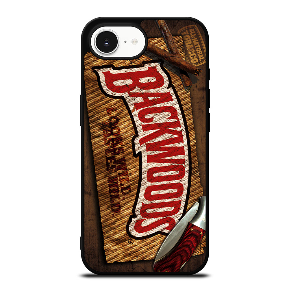 Backwoods Cigars Icon iPhone 16e case black TPU silicone rubber protective cover by Casedear
