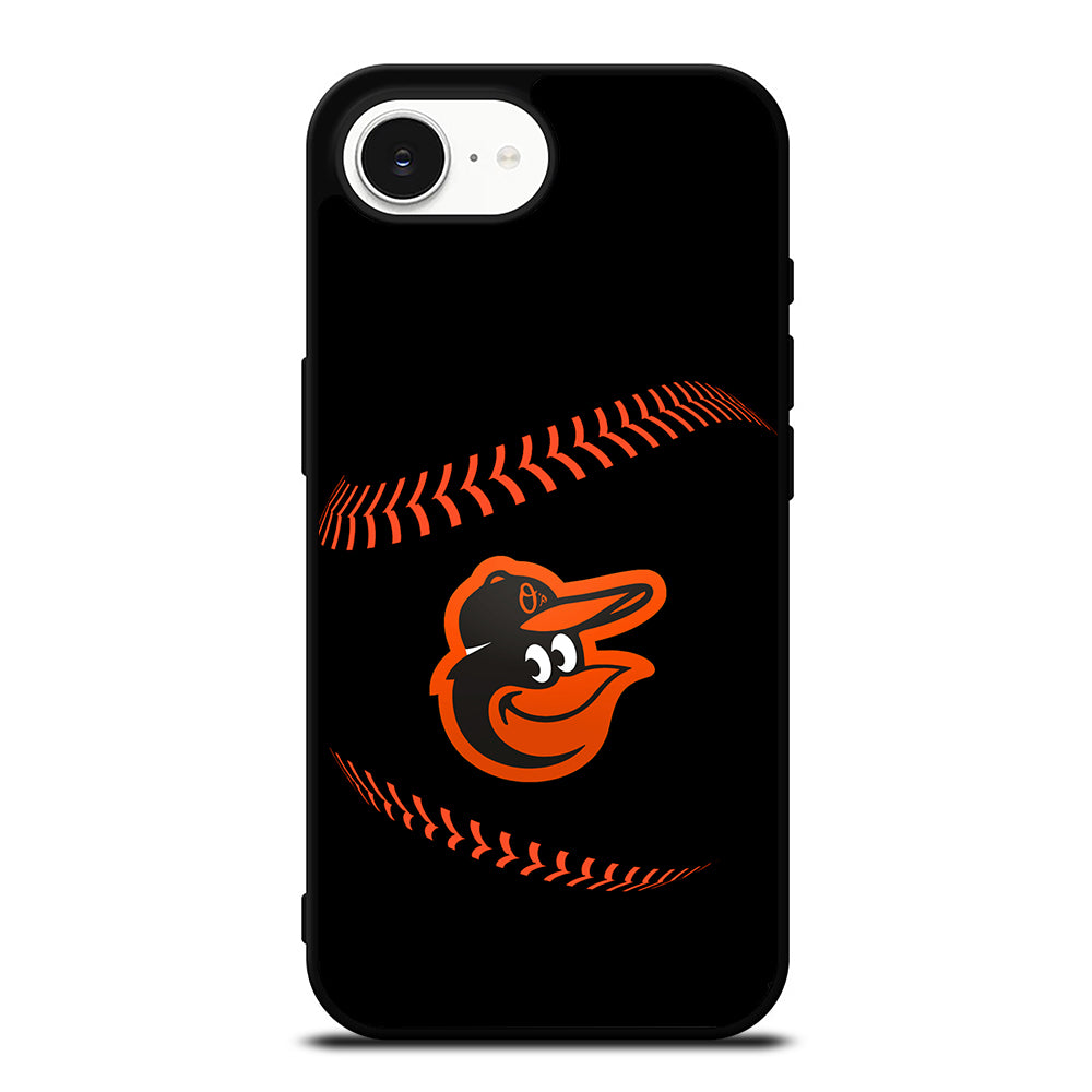 Baltimore Orioles Badge iPhone 16e case black TPU silicone rubber protective cover by Casedear