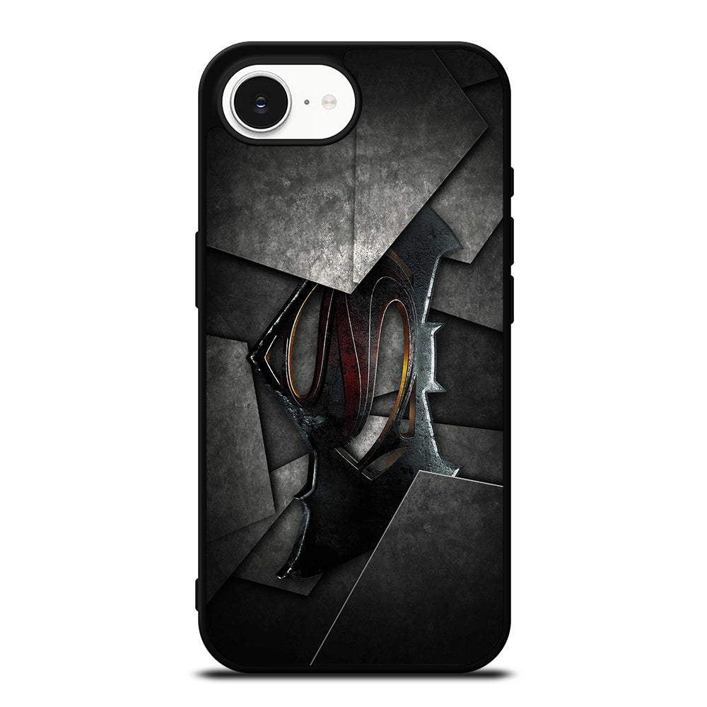 Batman Vs Superman Logo iPhone 16e case black TPU silicone rubber protective cover by Casedear