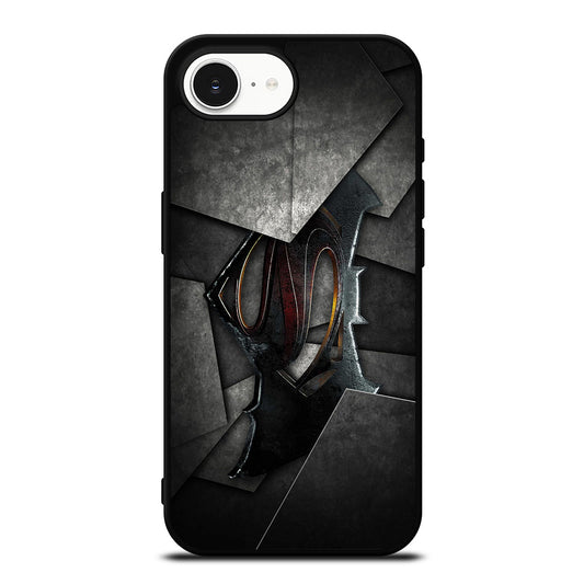 Batman Vs Superman Logo iPhone 16e case black TPU silicone rubber protective cover by Casedear