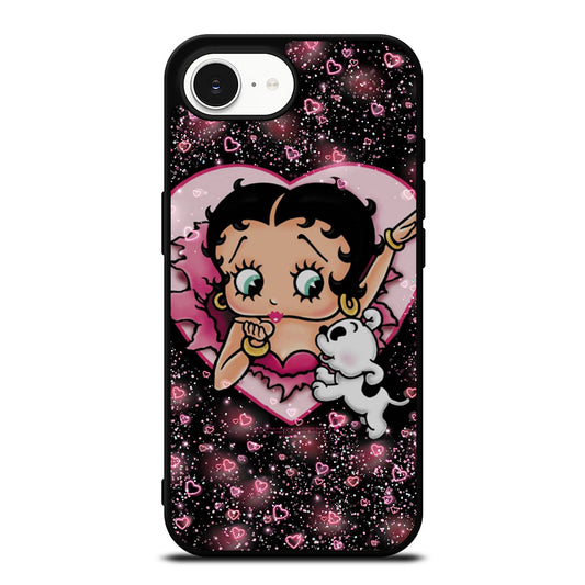 Betty Boop Pink iPhone 16e case black TPU silicone rubber protective cover by Casedear