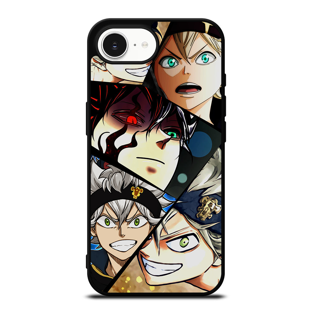 Black Clover Anime Collage iPhone 16e case black TPU silicone rubber protective cover by Casedear