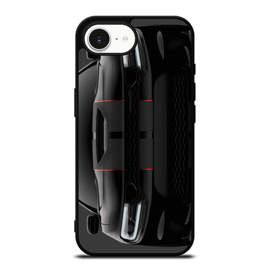 Black Dodge Challenger Oilred iPhone 16e case black TPU silicone rubber protective cover by Casedear