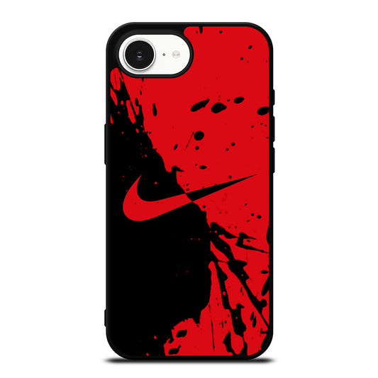 Black Red Nike iPhone 16e case black TPU silicone rubber protective cover by Casedear