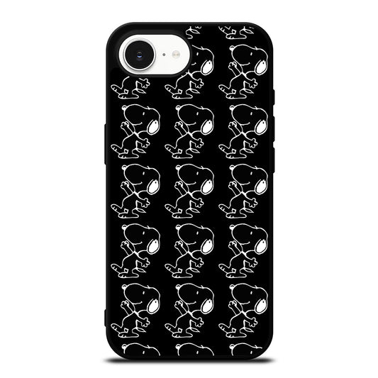 Black Snoopy Dog iPhone 16e case black TPU silicone rubber protective cover by Casedear