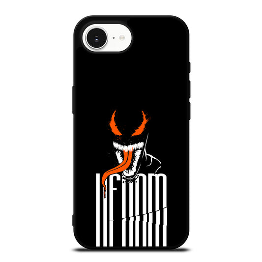 Black Venom iPhone 16e case black TPU silicone rubber protective cover by Casedear