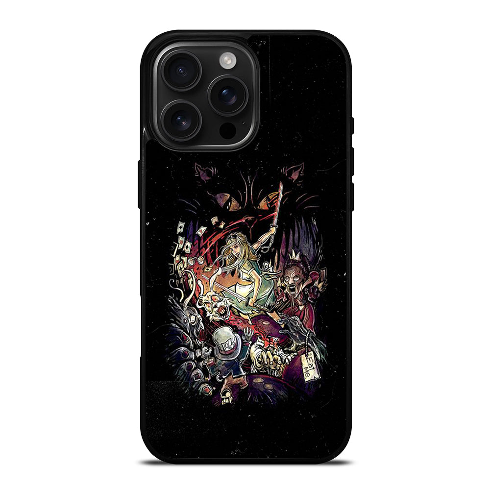 Black Zombie Alice In Wonderland iPhone 16 Pro Max Case