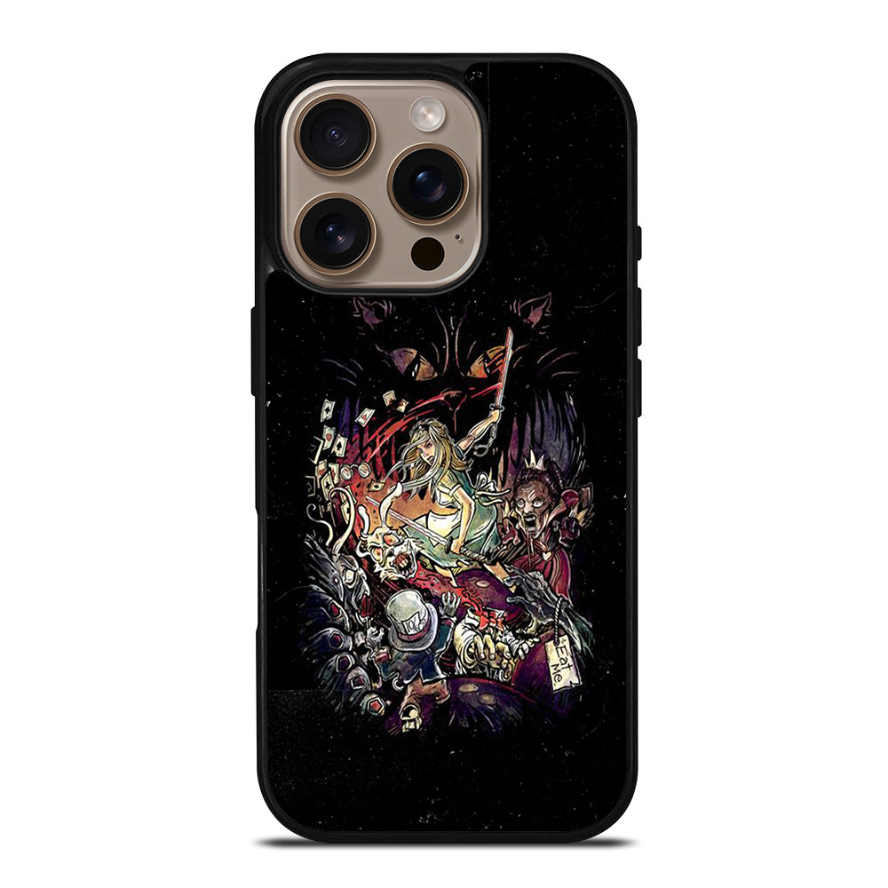 Black Zombie Alice In Wonderland iPhone 16 Pro Case