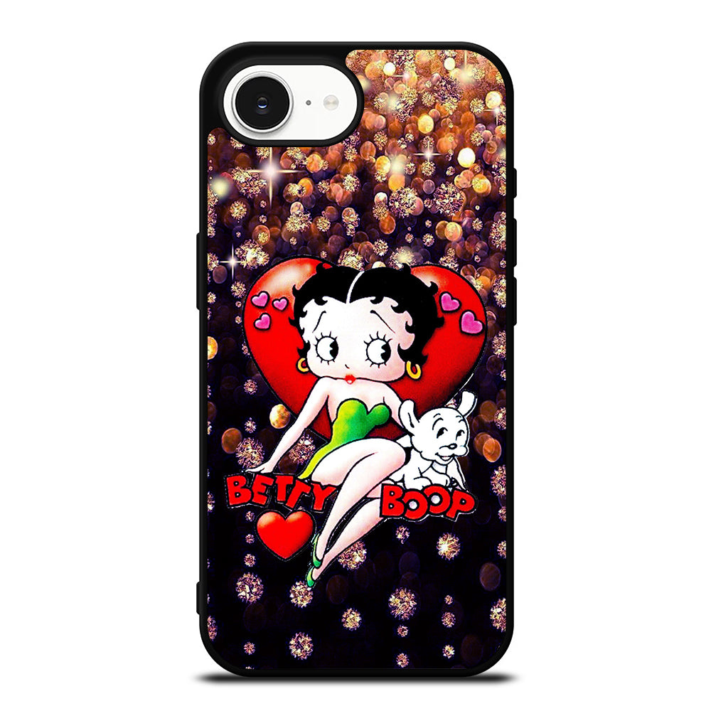 Blink Betty Boop iPhone 16e case black TPU silicone rubber protective cover by Casedear