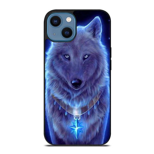 Blue Eye Gray Fantasy Wolf iPhone 14 Case