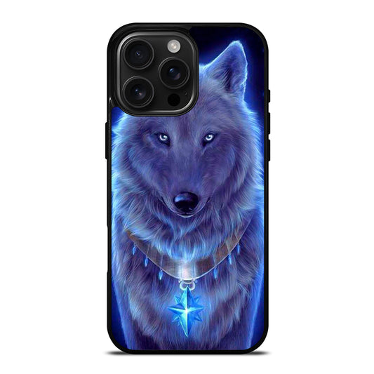 Blue Eye Gray Fantasy Wolf iPhone 16 Pro Max Case