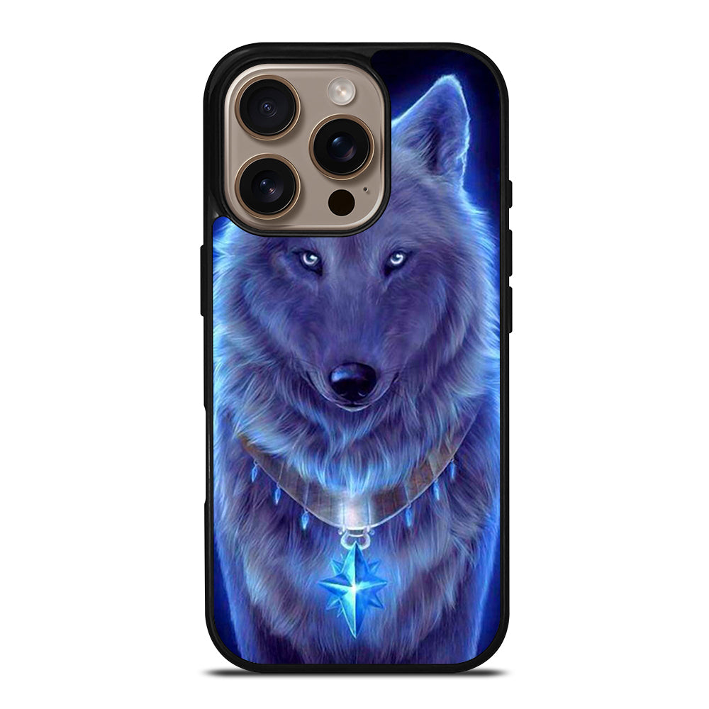 Blue Eye Gray Fantasy Wolf iPhone 16 Pro Case