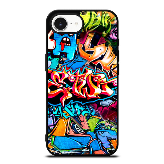 Bomb Graffiti Street Art iPhone 16e case black TPU silicone rubber protective cover by Casedear