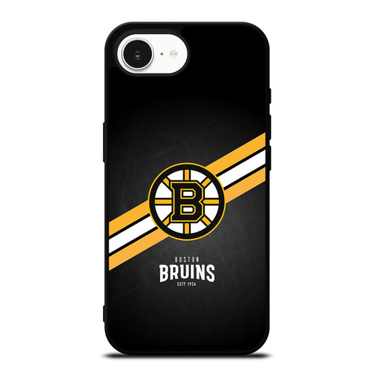 Boston Bruins NHL Logo iPhone 16e case black TPU silicone rubber protective cover by Casedear
