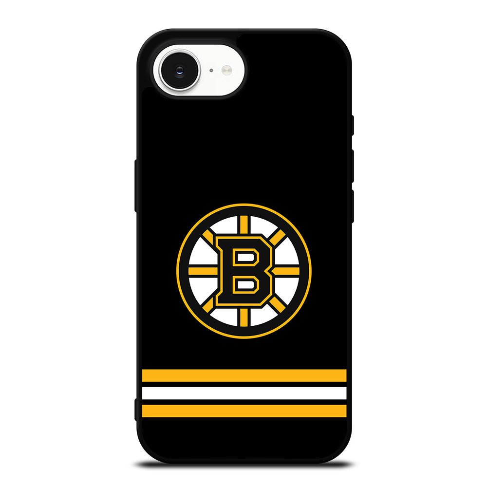 Boston Bruins NHL in Black iPhone 16e case black TPU silicone rubber protective cover by Casedear
