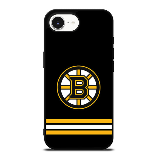 Boston Bruins NHL in Black iPhone 16e case black TPU silicone rubber protective cover by Casedear