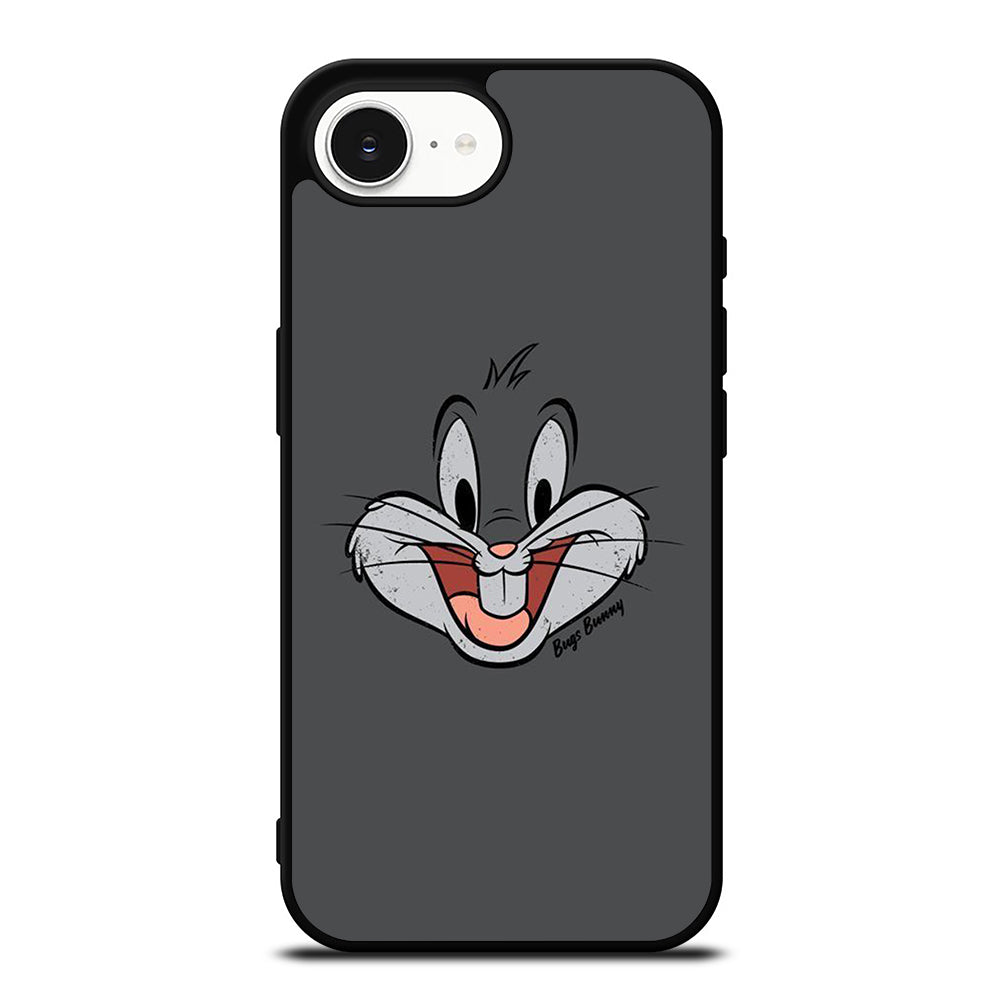 Bugs Bunny Face iPhone 16e case black TPU silicone rubber protective cover by Casedear