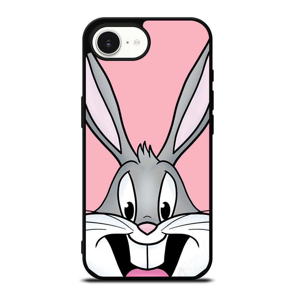 Bugs Bunny Smile iPhone 16e case black TPU silicone rubber protective cover by Casedear