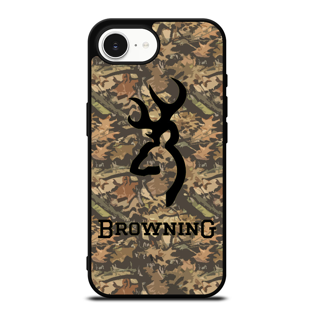 CAMO BROWNING CASE iPhone 16e case black TPU silicone rubber protective cover by Casedear