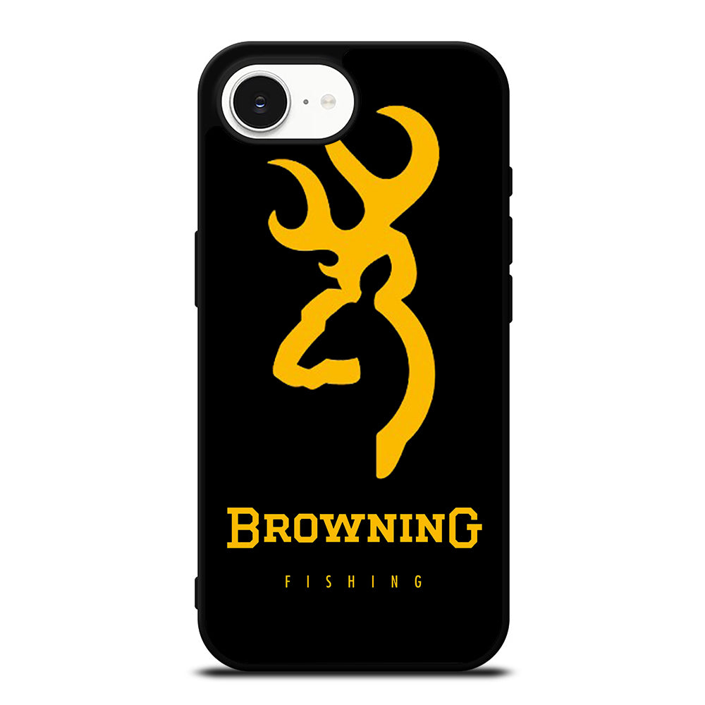 CAMO BROWNING FISHING iPhone 16e case black TPU silicone rubber protective cover by Casedear
