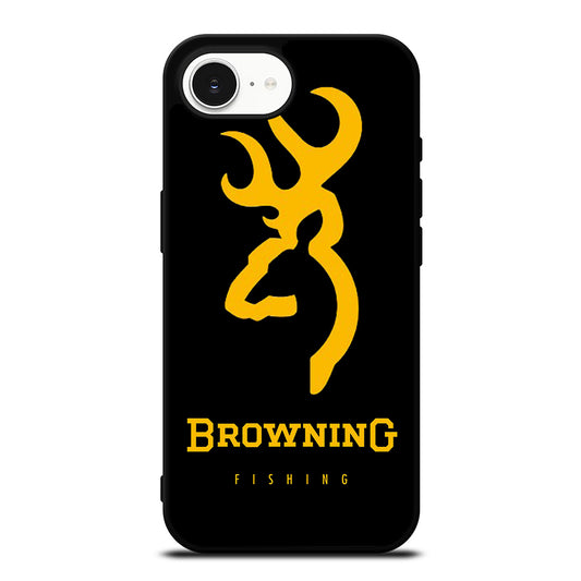 CAMO BROWNING FISHING iPhone 16e case black TPU silicone rubber protective cover by Casedear