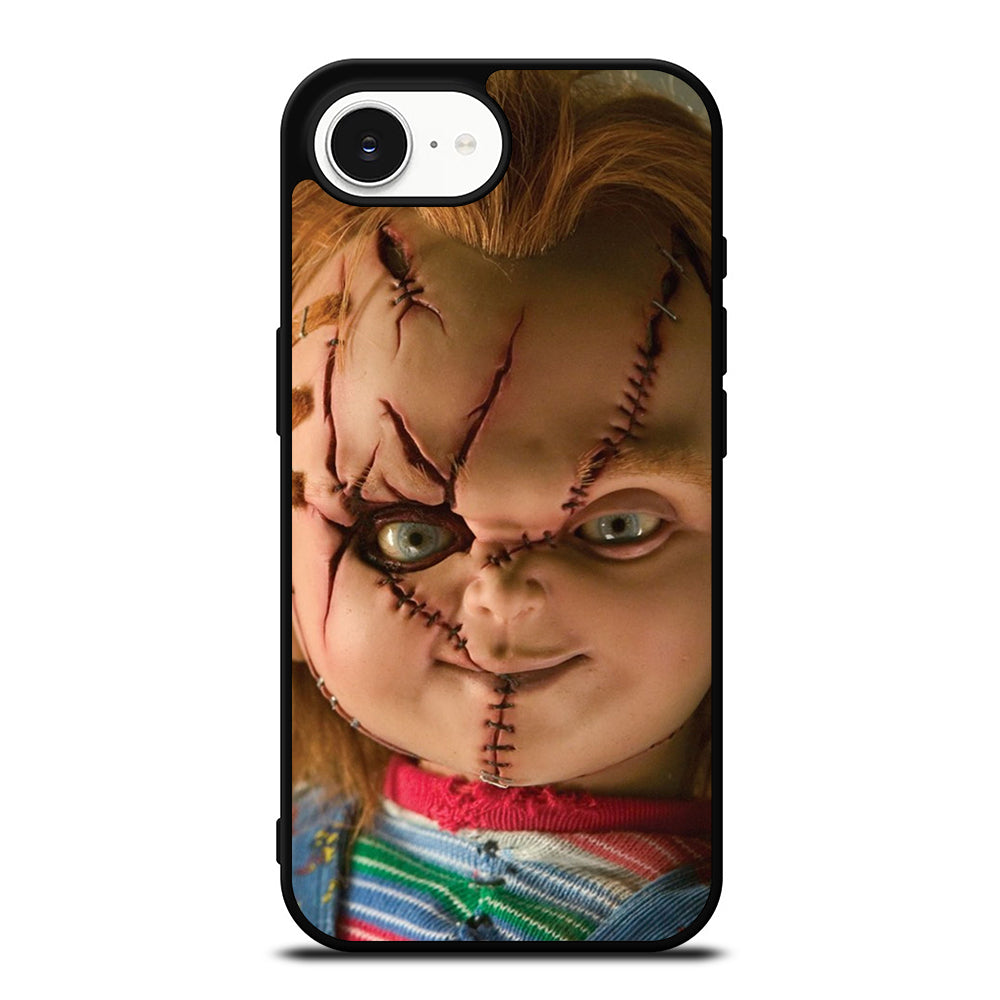 CHUCKY SMILING ASSASSIN iPhone 16e case black TPU silicone rubber protective cover by Casedear