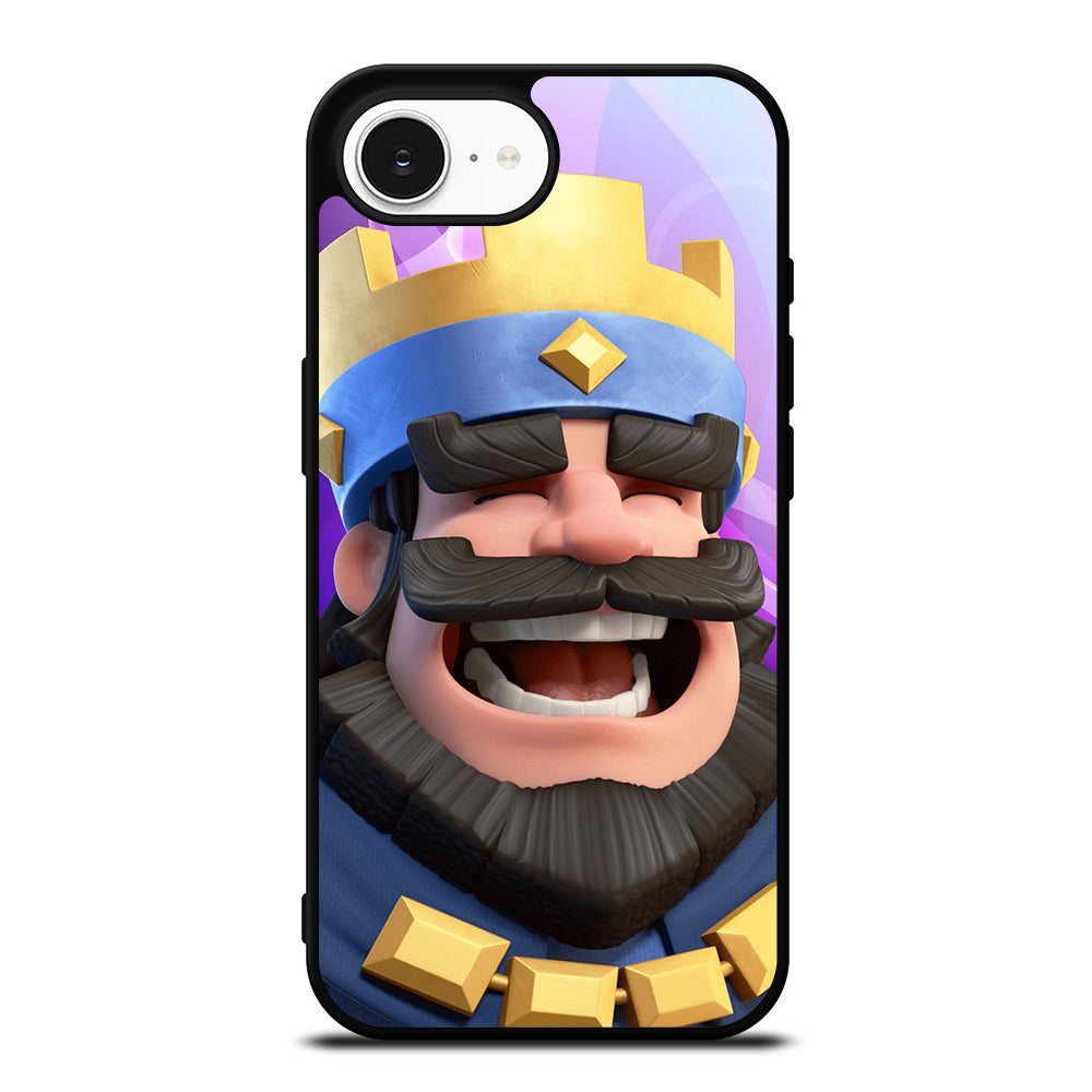 CLASH ROYAL KING SMILING iPhone 16e case black TPU silicone rubber protective cover by Casedear