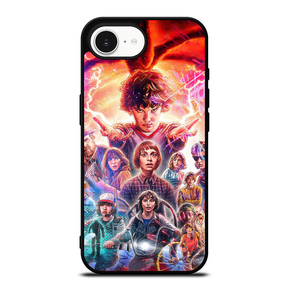 COOL STRANGER THINGS iPhone 16e case black TPU silicone rubber protective cover by Casedear