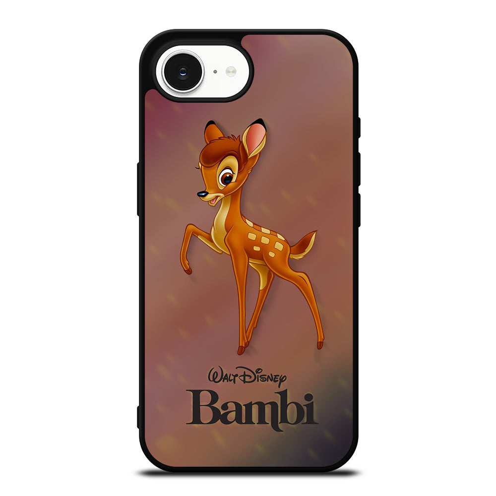 CUTE BAMBI iPhone 16e case black TPU silicone rubber protective cover by Casedear