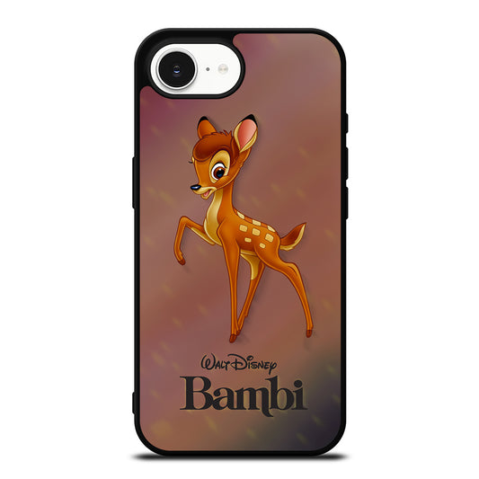 CUTE BAMBI iPhone 16e case black TPU silicone rubber protective cover by Casedear