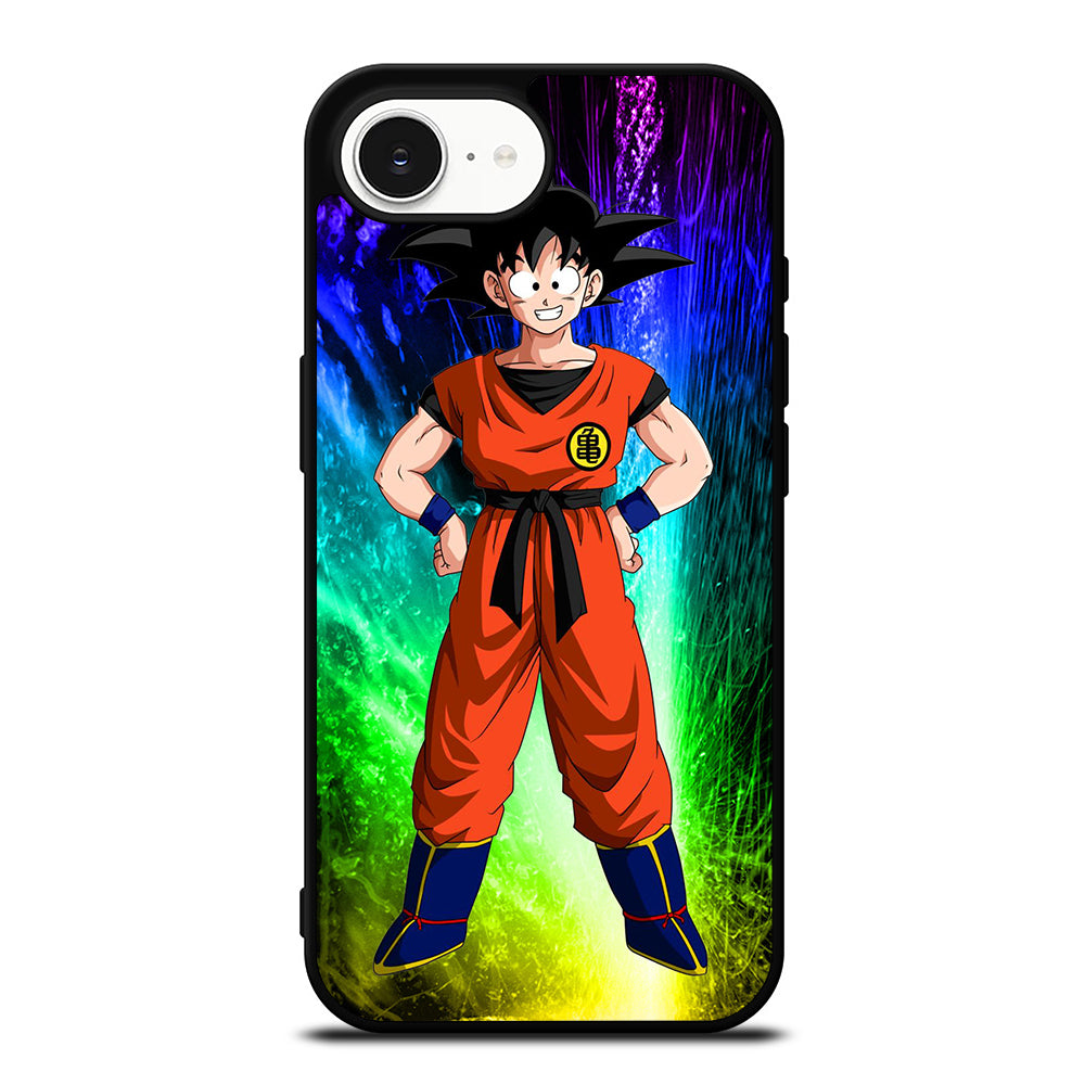 CUTE SON GOKU iPhone 16e case black TPU silicone rubber protective cover by Casedear