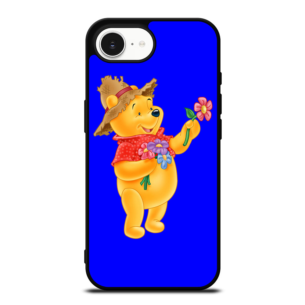 CUTE WINNIE THE POOH iPhone 16e case black TPU silicone rubber protective cover by Casedear