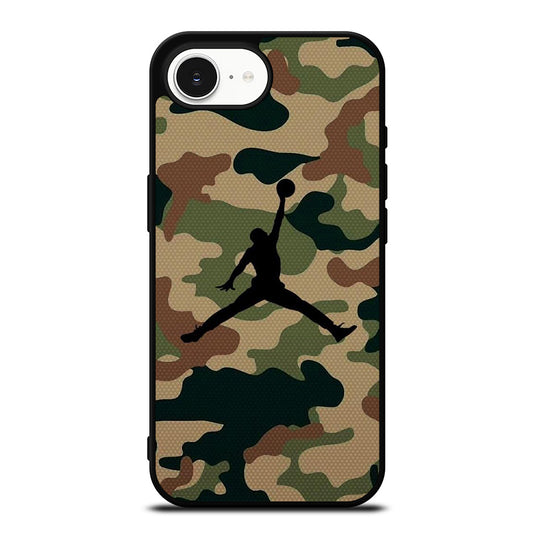 Camo Jordan iPhone 16e case black TPU silicone rubber protective cover by Casedear