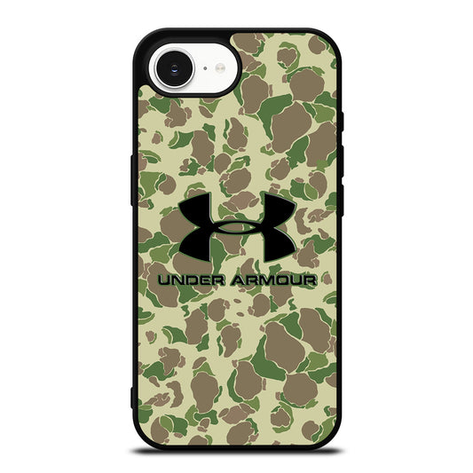 Camo Under Armour iPhone 16e case black TPU silicone rubber protective cover by Casedear