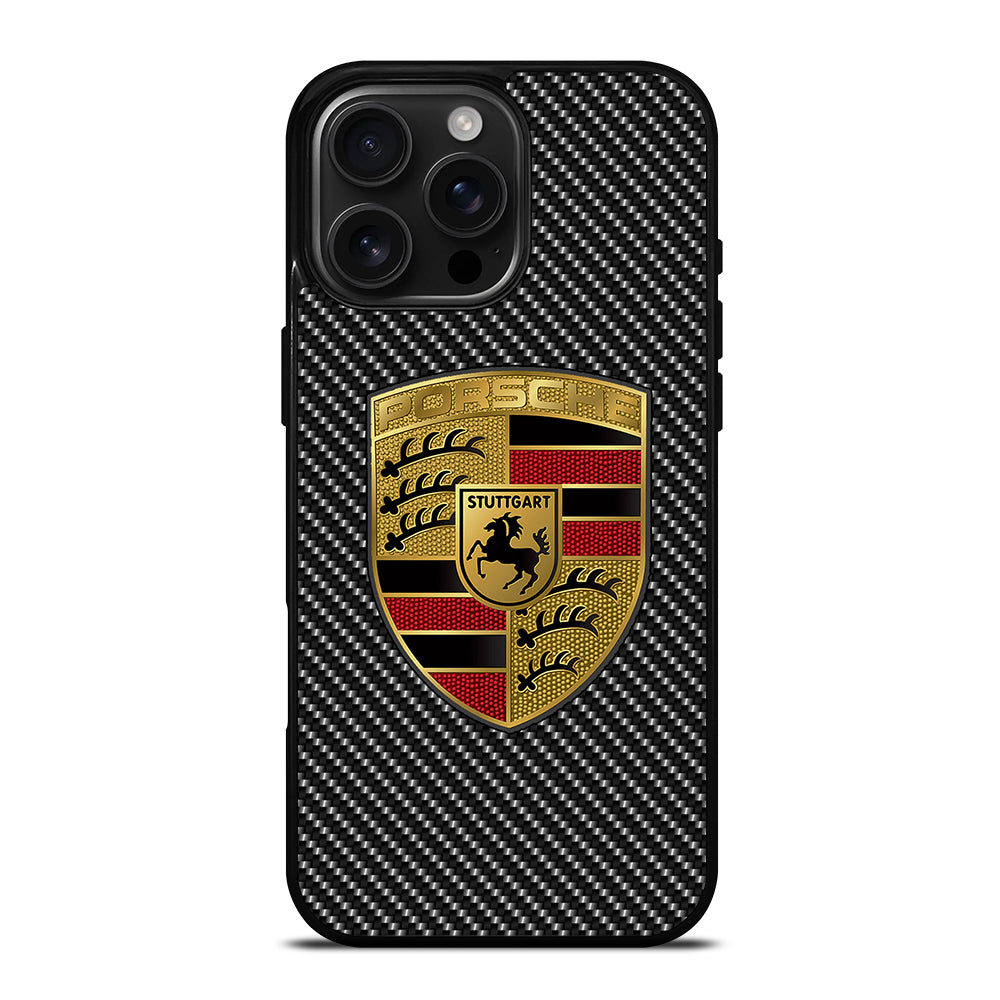 Carbon Porsche Logo iPhone 16 Pro Max Case