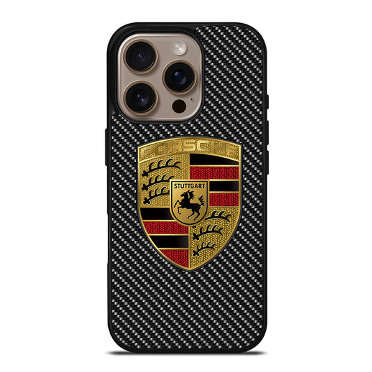 Carbon Porsche Logo iPhone 16 Pro Case